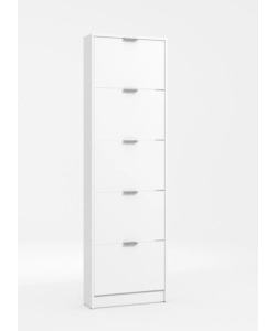 SCARPIERA BIANCA CON 5 ANTE, 58X18X192 CM